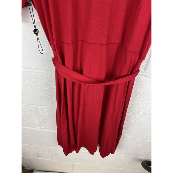 ADRIANNA PAPELL Women’s JERSEY DRESS Morcan Ruby Faux Wrap Dress Red Sz 16 - Picture 7 of 11